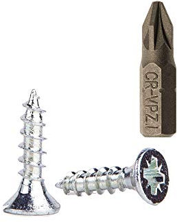 Holzschrauben aus verzinktem Stahl, 3,5 x 15 mm, Pozi-Kopf, Senkkopf für Spanplatten, 100 Stück