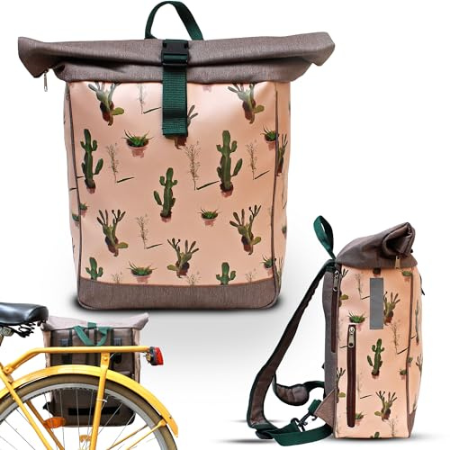Ikuri Fahrradtasche/Rucksack Kombi Fahrradrucksack aus Plane für Gepäckträger Packtasche Wasserdicht für Frauen