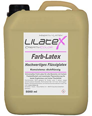 5 Liter Lilatex farbiges Flüssiglatex / Farblatex / Latexmilch - dickflüssiges Naturlatex in SAND