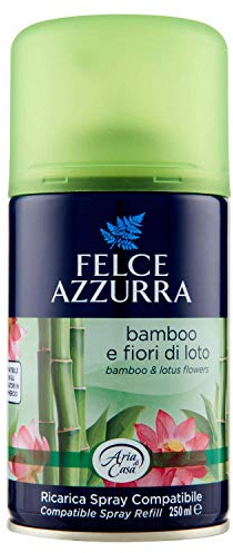 Felce Azzurra, Ricarica Profumatore Spray, Bamboo e Fiori di Loto, 250 ml | Ricarica per diffusore automatico, deodorante ambiente dal profumo istantaneo e a lunga durata