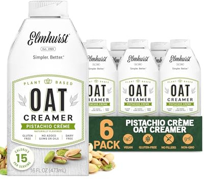 Elmhurst Crema de avena de pistacho 1925, a base de plantas, vegana, 16 onzas (paquete de 6)