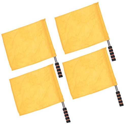 Veemoon 4stücke Schiedsrichter-handflaggen Gelb Mit Rutschfestem Griff Wasserdichtes Material Für Sportveranstaltungen Und Fußballspiele