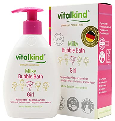 Vitalkind Baño de Burbujas para Niñas. Productos de Cosmética Natural de Cuidado Premium para Niños, 200 ml