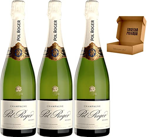 Pol Roger - Envío 24 h - Champagne Regalo - Cosecha Privada (3 x Botella, Pol Roger Brut Reserve)