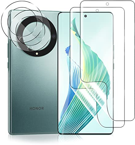 MiKoyi Protector de Pantalla Compatible con HONOR Magic5 Lite 5G TPU Película Protectora Flexible Curva 3D Cbertura Completa Protector de Lente de Cámara Vidrio Templado para Magic 5 Lite