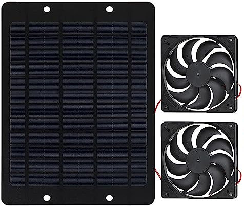 Ventilateur solaire d'extérieur pour serre - Panneaux solaires portables - Production d'énergie extérieure (double ventilateur)