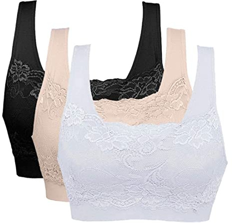Litthing Women Sports Bra Seamless Comfortable Soft Breathable Ladies Lace Bras Removable Padded Tops Push up Underwear Packs for Yoga Fitness Exercise