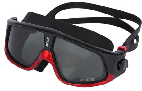 Huub Ryft Open Water Swim Mask Goggles - Black Red Dark Smoke - UV Sun Protection and SPF Properties - Unisex