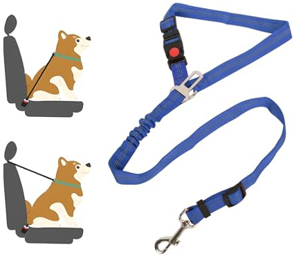 Lollanda Cintura di sicurezza per cani, con strisce riflettenti e corde tampone, regolabile per cani di grossa, media e piccola taglia (blu scuro)