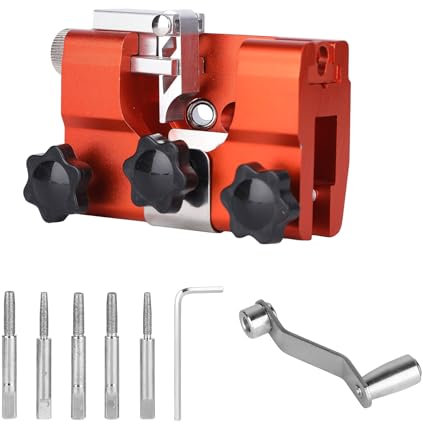 Marstey Chainsaw Sharpener Kit, Portable Chain Saw Sharpening Jig with 5PCS Carbide Cutter, Hand Crank Chainsaw Sharpener Manual Electric Chain Sharpener Tool for All Kinds Of Chain Saws Garden Worker