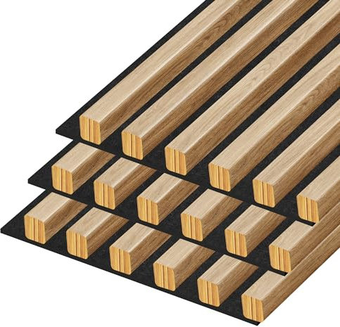 Jeu de lattes en feutre pour la décoration intérieure, 20x20 mm, largeur totale 24,6 cm, longueur 275 cm Panneaux en bois, panneaux muraux, aspect bois, mur à lattes