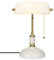 JCPYIUL Lampada da banchiere dorata, lampada da tavolo con paralume in vetro, interruttore a catena, per ufficio, biblioteca, studio, camera da letto