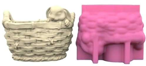 Woven Flower Basket Plaster Flower Pot Silicone Small Animal Figurines Succulent Planter Vase Concrete Mold Storage Box Epoxy Resin Cement Clay Mould