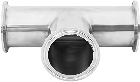 Wresetly 51 mm 2 Inch 3 Way T-Piece Stainless Steel S304 Sanitary Tri Clamp Type 3 Way Welding Clamp AD 64 mm Pipe Connection Pieces Moonlight