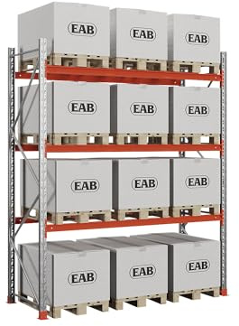 Kaiser + Kraft Palettenregal Space | Verzinkt/orange, HxBxT 3500 x 2930 x 1100 mm, Fachlast 2250 kg, Grundregal
