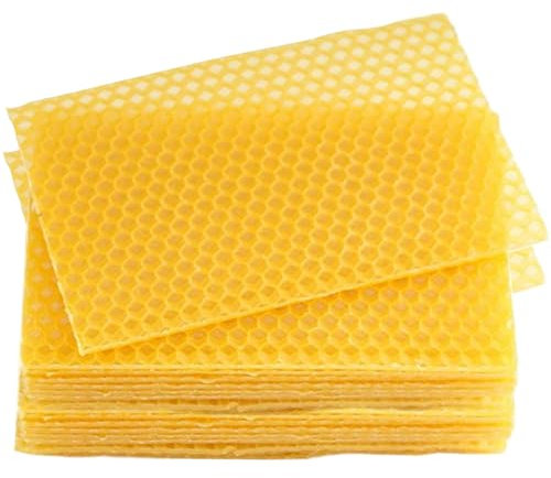 BEAHING Beeswax Sheets 30Pcs Beeswax Sheets 5.2x3.5'' Wax for Bee Frames Natural Honeycomb Sheets Beeswax Sheets for Candle Making Beekeeping Supplies, Beekeeping Supplies