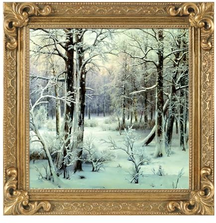 FOLKOR Solid Wood Canvas Frame for 8x8 Oil Paintings, 1.8 Wide Victorian Ornate Frame, Vertical or Horizontal Display for Home Office Wall Decor, No Back & Cover (Gold)
