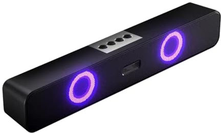 Goshyda Altoparlanti per Computer, Altoparlante da Barra Bluetooth Wireless RGB con Bassi Stereo Potenti, Batteria Ricaricabile da 1200 MAh, Altoparlanti per PC Portatili per Telefono