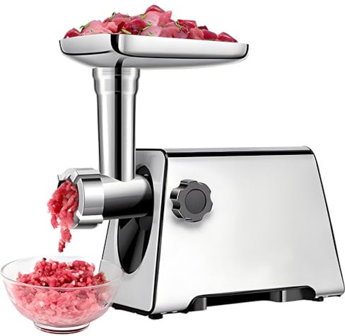 GAYAYAS 3-in-1 Meat Grinder, Electric Meat Mincer & Sausage Stuffer Maker with Blades, Cutting Plates, Sausage Stuffer Tubes Stainless Steel Food Grinder