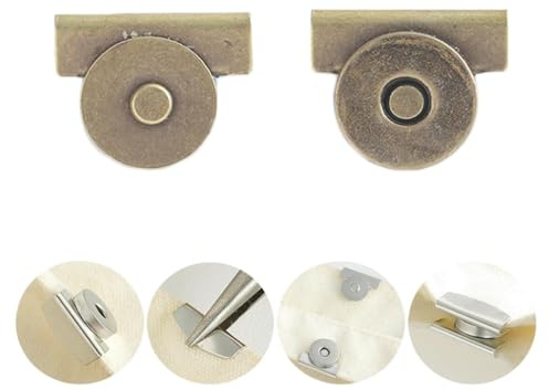 10 Pairs Metal Seamless Magnetic Buckle,No Sewing Required Metal Magnetic Bag Clip, Magnetic Purse Clasp, Magnetic Snaps for Handbag and Clothing, Magnet Buttons for Clothes and Bags (Copper)