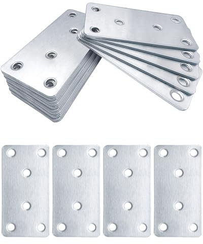 BINCKIN Piastre di giunzione in metallo per legno, 80 × 40 × 1,8 mm, in acciaio inox, 20 staffe piatte resistenti, staffe per fissaggio in legno