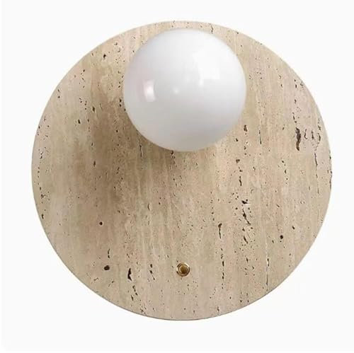 Wandleuchten Wandbeleuchtung Mid Century Modern Steinleuchter Nordische Wandlampe aus natürlichem Marmor Runde Milchglas-Wandleuchte for Schlafzimmer, Nachttisch, Badezimmer, Wohnzimmer(Circular)