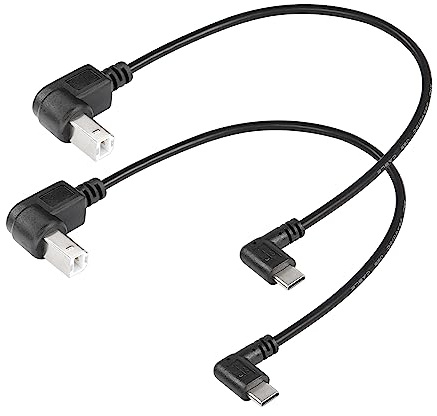 SinLoon 2er-Pack USB-C-Druckerkabel, rechtwinkliges USB-B-auf-Typ-C-Kabel, 11,8 Zoll USB-B-Stecker auf USB-C-Stecker für Drucker, MIDI-Controller, Scanner (D+D)