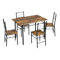 WOLTU Esstisch mit 4 Stühlen, Essgruppe Set für 4 Personen, Sitzgruppe Küche Esszimmer, Küchentisch, mit Metallgestell, MDF, Vintage Braun