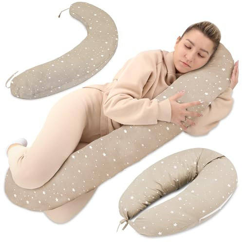 Totsy Baby Cojin Lactancia y Embarazo 190cm – Almohada para Dormir de Lado Descanso y relajación Ideal para futuras mamás Forma en C Oeko-Tex