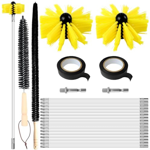 24 STK kaminbürste, Ofenrohrbürste-Reinigungsset, Gelb Bürstenköpfe 150 mm | Für Kamin, Schornstein,Trocknerkanal, Luftauslass(Details zum Set finden Sie im Bereich Diesem Artikel auf der Detailseite)