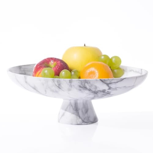 DN DECONATION Obstschale aus Marmor Deko Große Obstkorb für Küche Snacks | Tablett Dekoration Gemüsekorb Servierschale Fussschale für Schlüssel Wohnkultur