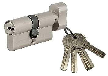 Cylindre de Serrure à Bouton 5g, 40bx30 mm, Nickel, Anti-Arrachement, Anti-Perçage, 5 Clés, Mécanisme à 5 Goupilles, Utilisation en Extérieur, Renforcement en Acier Trempé, SERRURERIE DE PICARDIE