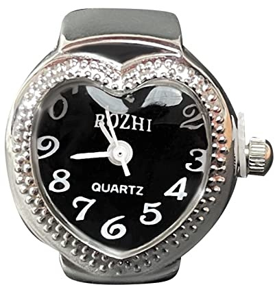 Generisch Echter Uhrenring um die Zeit zu sagen Vintage runder klobiger Ring silberner verstellbarer modischer Uhrenschmuck Ösen Ringe