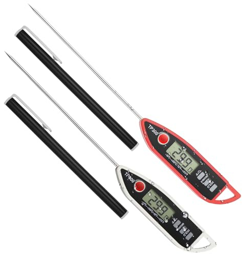 UIHRLM 2 Pack Meat Thermometer, Instant Read Food Thermometer with LCD Screen & Long Probe, High Accuracy Digital Food Temperatures Probe for Water, Liquid, Grill, BBQ, Cooking, Roasts