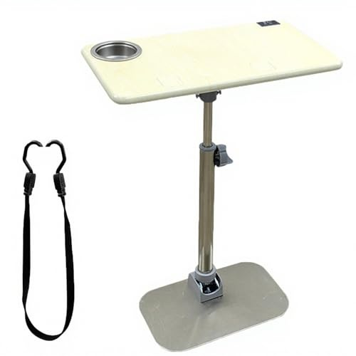 ZHAOBEIK RV Klapptisch Camping, RV Klapptisch Camping Klein, mit Getränkehalter und Sicherheitsgurt, Höhenverstellbar, für Wohnmobil(Beige,60x30cm/23.6x11.8in)