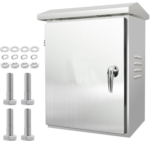 Edelstahl Schaltschrank,Elektroverteiler Wandmontiert Stromkasten Zählerschrank für den Außen/Innen Verdrahtung,Aufputz Metall Zählerkasten Outdoor Außen Wasserdicht 30x25x16 cm