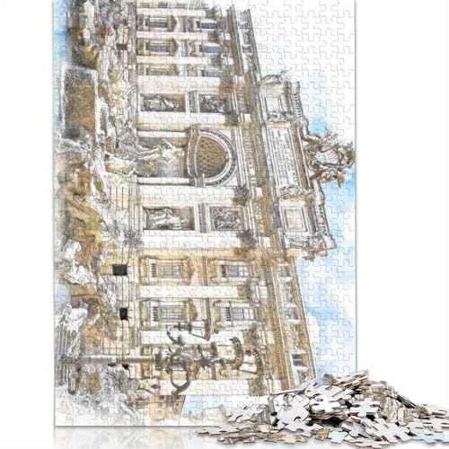 Rompecabezas de Madera de 1000 Piezas de la Fontana de Trevi, Roma, Italia, para Adultos, 1000 Piezas (75 x 50 cm)
