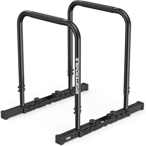 Sportsroyals Dipsstänger, justerbar fitness-dipsstation, stabil dipsstång för hemmagym, parallell calisthenics-utrustning med dubbla insatser, 86–90 cm höjdjusterbar