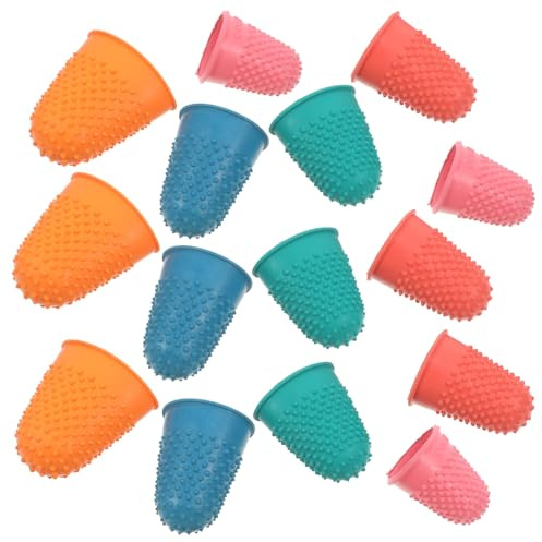 MUSISALY 15pcs Reusable Rubber Finger Tips Covers Finger Protector Sleeves Thimble Pads for Money Counting Writing Sorting Hot Glue Crafting Games, Set