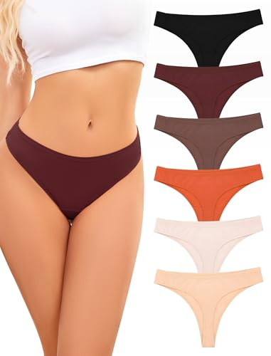 ANSUKOO Stringtrosor Dam,String Trosor UnderkläDer Flerpack,Bomull Thong | Women Underwear Brazilian Stringtrosa,Tanga Damtrosor,6 Pack Trosa,Sport Trosor Multipack