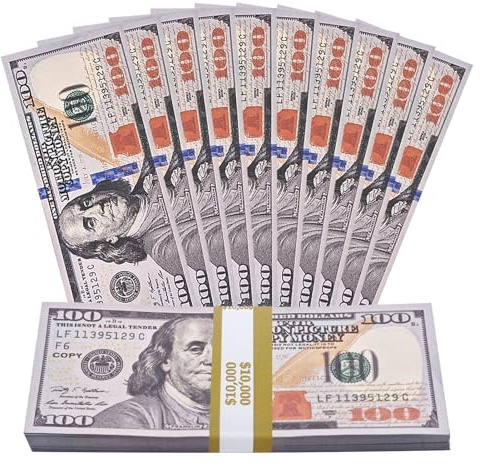 100 Pcs Prop Money Dollar, Faux Billets Dollar, 100$ Faux Argent de Jeu