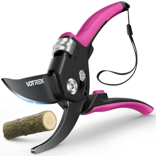 VOTREK® 8.5 Garden Secateurs for Small Hands, Professional Bypass Pruner | Patented Stepless Handle, Japanese SK5 Blades, Heavy Duty Pruning Shears, Gardening Scissors for Grass, Branches & Stems
