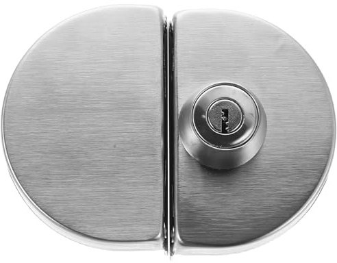Uonlytech Serratura per Porta in Vetro Doppia Battente senza Foratura in Acciaio Inox 201 con Chiave, Meccanismo di Blocco per Vetrine e Armadietti, Sicurezza Antieffrazione per Ufficio