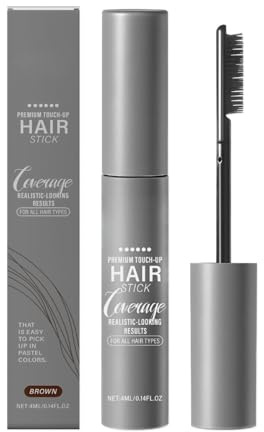 Root Touch Up Dark Brown, Hair Root Colour Touch Up, Root Cover Up - Low-Sticky Hair Mascara Wand for Grey Hair, Hairline & Parting, Water-Resistant, Quick Brush-On Colour Between Salon Visits 4ml