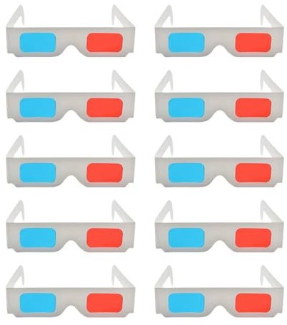IOBIDDYS 50 Gafas 3D Anaglifo Rojo Azul de Cartón Ligero para Películas y Juegos 3D Niños Diseño Doble Capa 250g para Cine y Entretenimiento