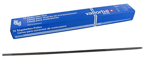 Lime ronde VALLORBE pour chaîne de tronçonneuse. Ø: 4mm (5/32), L: 20cm (8). Conditionnement par 12