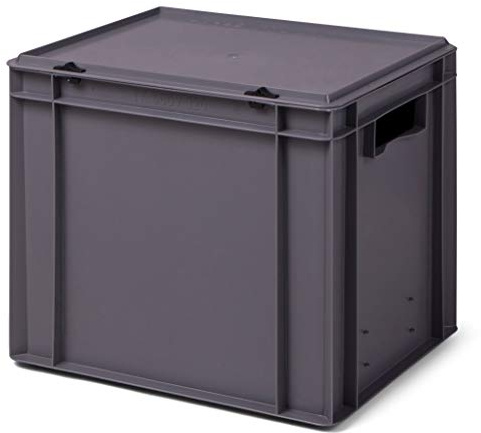 1a-TopStore Design Aufbewahrungsbox mit Deckel | Stapelbox stapelbar | 5 Farben | 8 Größen (40x30x33 cm, grau)