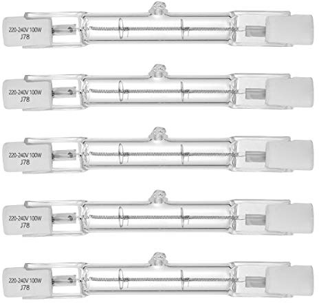 VINBE Lampadina alogena R7S 78mm T3 100W 1000lm Bianco caldo 2700K Tipo J Lampadina per faretti lineari a doppio attacco 230V per lavoro, sicurezza, illuminazione stradale (confezione da 5)