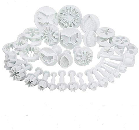 Fondant Ausstecher 33 tlg Ausstechformen Auswerfer Stempel Tortendeko Kuchendekorationsset Backen für Torten, Kekse, Schokolade, Motivtorten