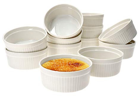 MamboCat Set di 12 Pirottini Bianca 250 ml I Porcellana I Ø 11,5 cm I Bianco I Stampo I Pirottini I Pirottini I per Crème Brûlée, Soufflé, Cupcakes, Tiramisu, ecc.